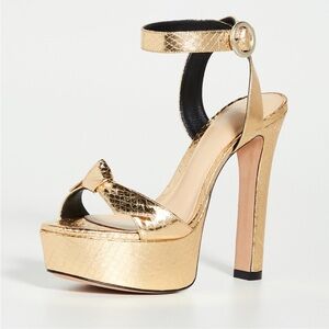 Gold Alexandre Birman platforms 36.5. Good condition